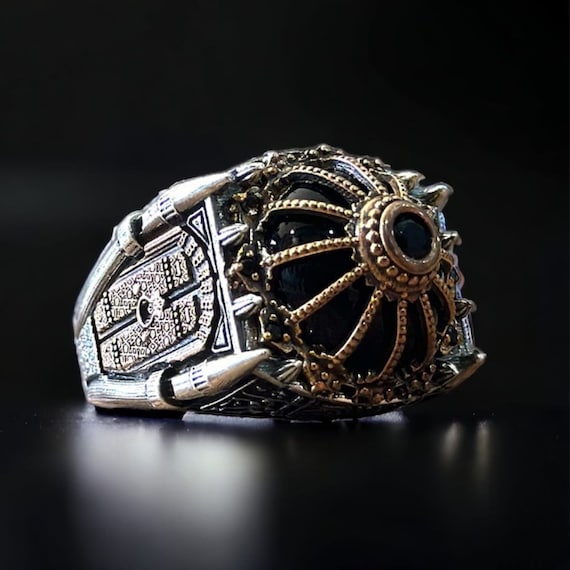 Mosque 925 Sterling Silver Ring: Black Onyx Ottoman Jewelry