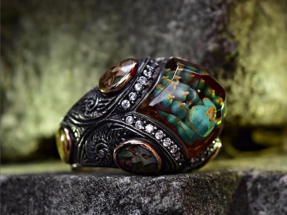 Handcrafted Dervish Ring - Silver Mevlana Rumi Men's Gift - Ottoman Turkish Styles