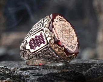 Seal of Solomon Amber Sterling Silver Ring - Talisman