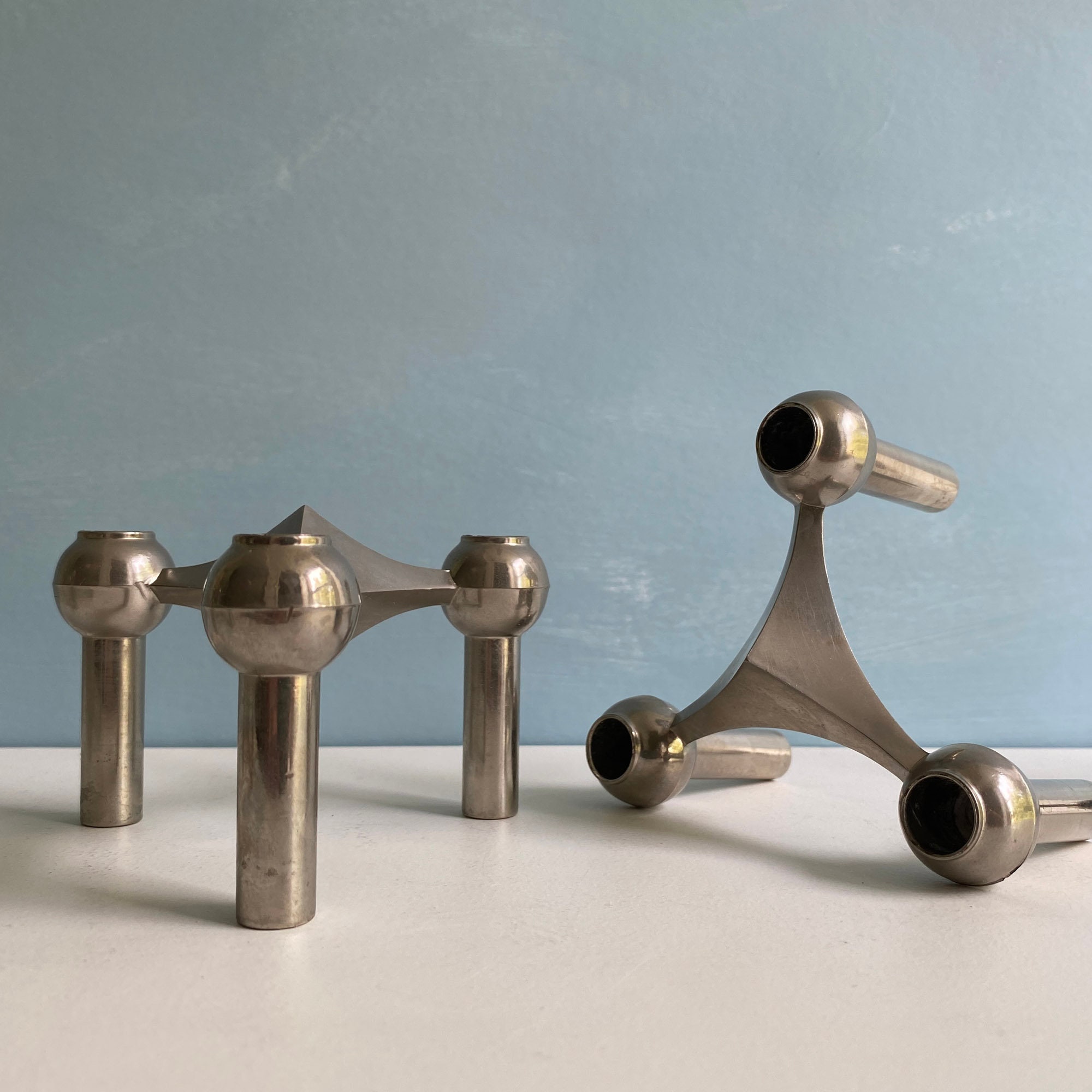 BRUTALIST DESIGN | Vintage Stoff Nagel | 1960s Chrome Candle