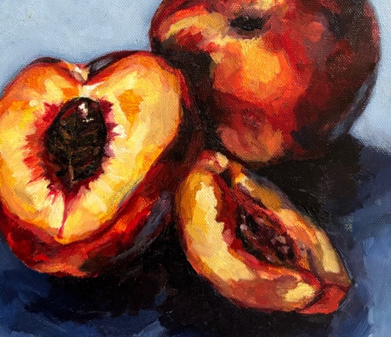 Oil on Canvas Handmade Peach Painting Fine Art Homedecor Fruit