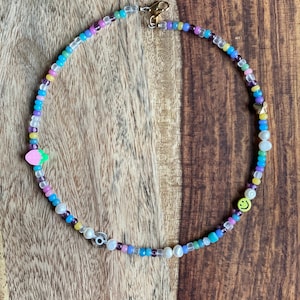 Strawberry Fields - Evil Eye - Clay Strawberry - Smiley Face - Butterfly - Freshwater Pearl - 18K Gold Plated - Seed Bead Necklace