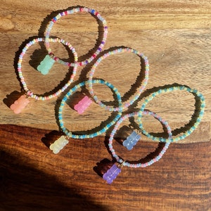 Gummy Bear Charm Seed Bead Bracelet