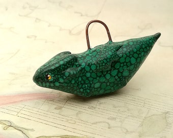 Dragon pendant |  chunky dragon art  | fantasy art pendant | Clay dragon jewelry | cute green polymer clay dragon