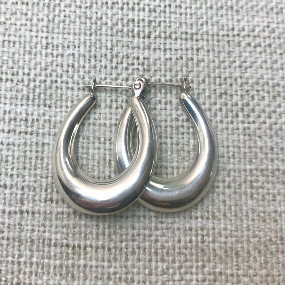 Vintage SU 925 Silver Hoop Earrings, Vintage Cost… - image 2