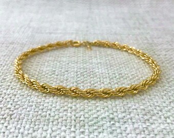 Vintage Napier Bracelet, Gold Tone Chain Bracelet, Signed Costume Jewelry, Gift for Her.