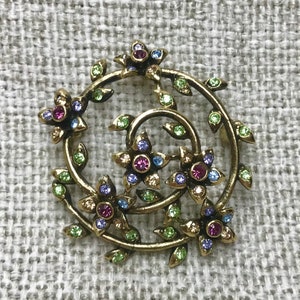 Vintage Monet Blumen Brosche, Gold Ton Blumen Brosche, Strass Kristall Brosche, signiert Schmuck, Vintage Brosche, Geschenk für sie.