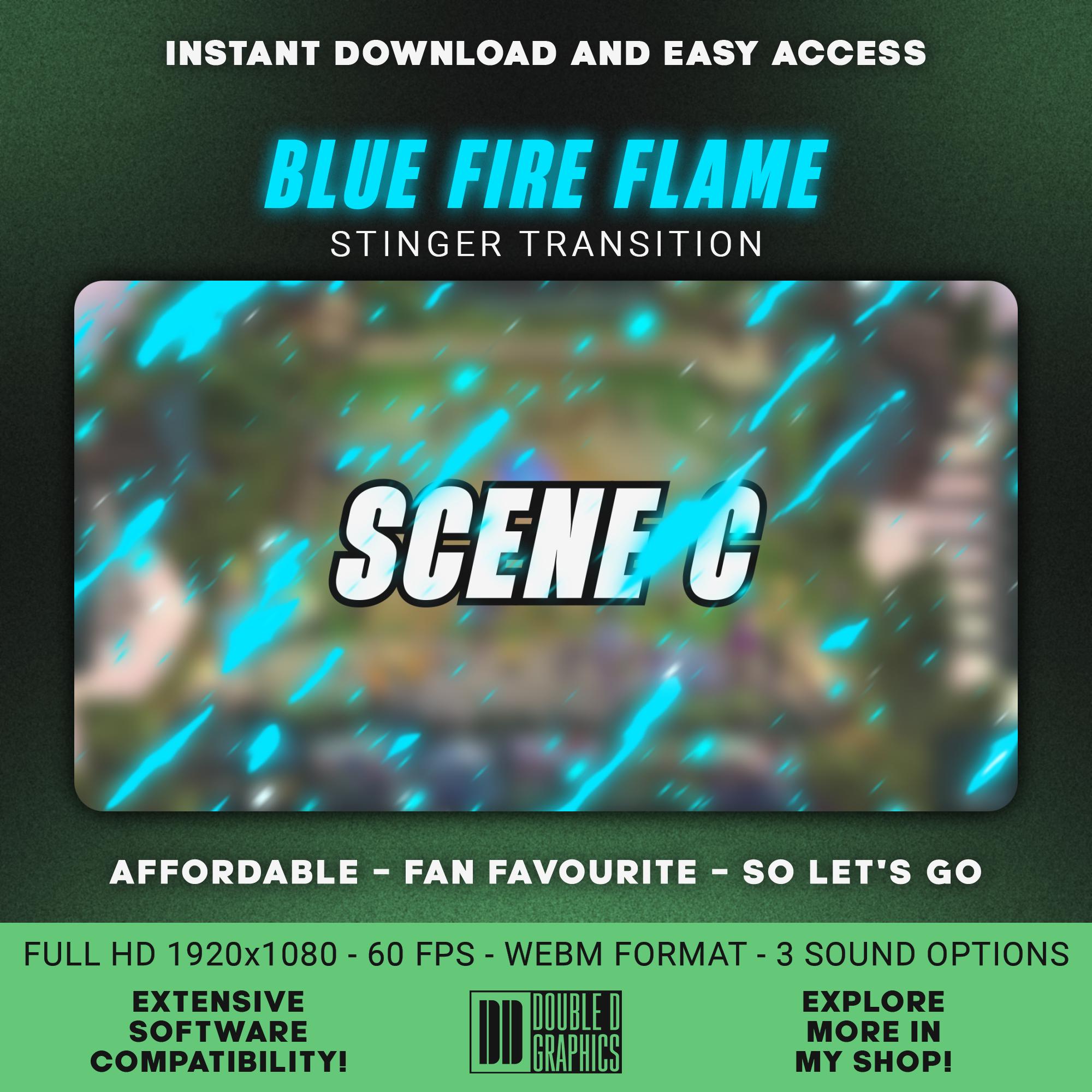 Blue Fire Flame Stream Stinger Transition, Animated Scenes, OBS or ...