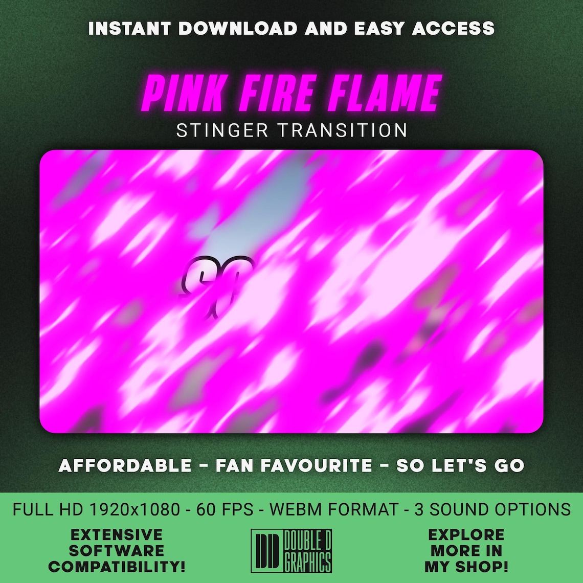 Pink Fire Flame Stream Stinger Transition, Animated Scenes, OBS or ...