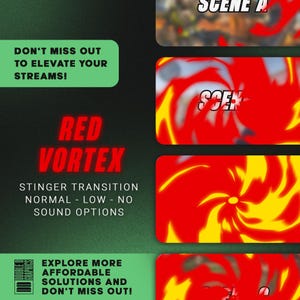 Rode vortex stream-stingerovergang, geanimeerde scènes, OBS of Streamlabs, Twitch Stream-overlay, bewegende beelden, Vtubers