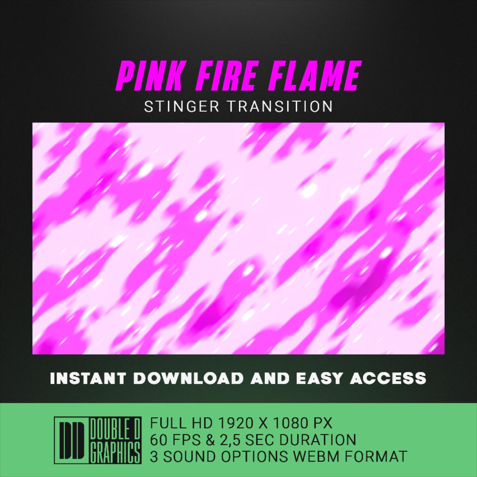 Pink Fire Flame Stream Stinger Transition, Animated Scenes, OBS or ...