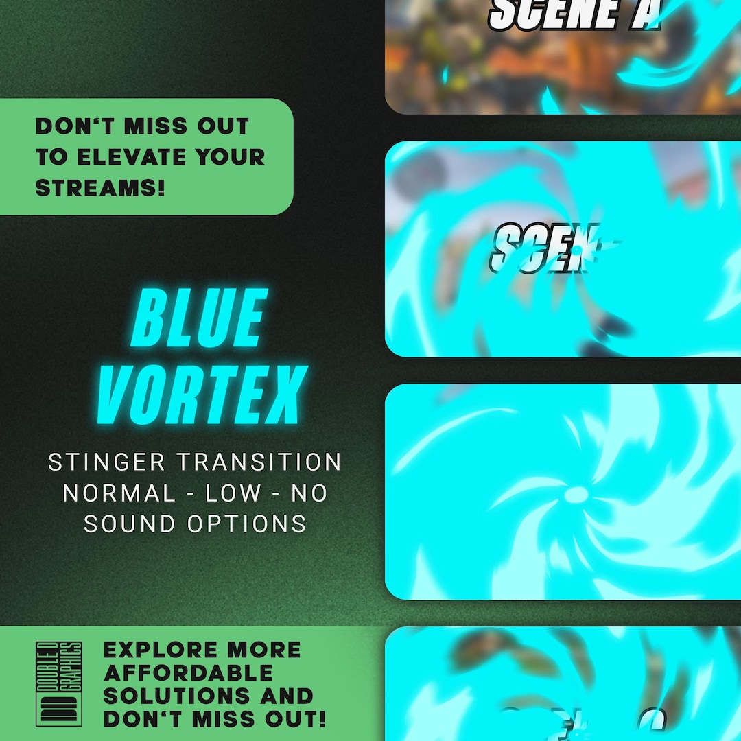 Blue Vortex Stream Stinger Transition, Animated Scenes, OBS or ...
