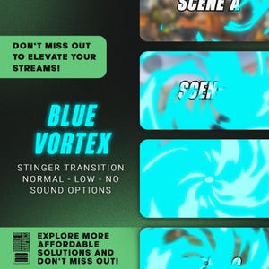 Blue Vortex Stream Stinger-overgang, geanimeerde scènes, OBS of Streamlabs, Twitch Stream-overlay, bewegende beelden, Vtubers