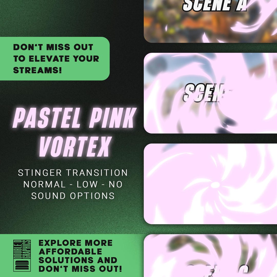 Pastel Pink Vortex Stream Stinger Transition, Animated Scenes, OBS or ...