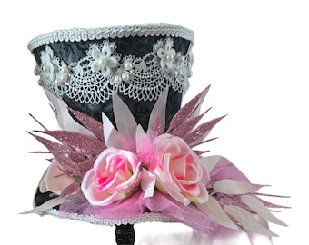 Victorian Hat,Skully Top Hat, Halloween Decor, Centerpiece, Gothic, Wreath Attachment, Steam Punk,#WAAM