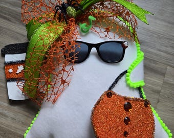 Boo-ugie Ghost Wreath Attachment, Halloween Ghost Door Decor, Pumpin Coffee Lover Ghost , Girl with big bow ghost , #WAAM