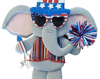 Patriotic Elephant WreathAttachment,Farmhouse, Country Decor, Summer Decor, 4th of July, Backyard  decor,Memorial day,WAAM