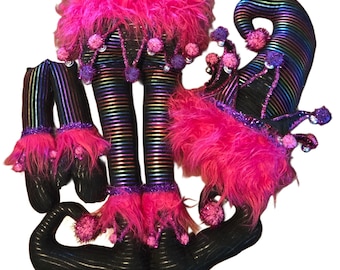 Large sewn elf wreath attachment, Mardi Gras,  WAAM