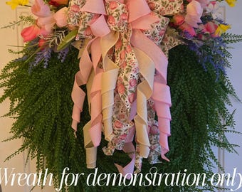 Pink & Floral Wreath Bow