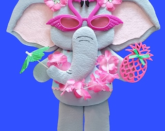 Tropical Party Elephant Wreath Attachment,Party Decor,  Summer Decor, Pool Party, Backyard  Decor,Hawaiian Party Decor, WAAM