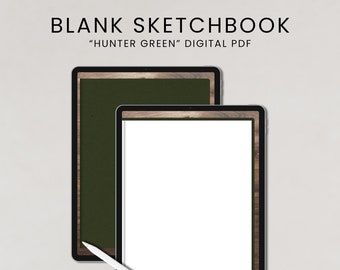 Digital Sketchbook for the iPad or tablet in Hunter Green, Goodnotes Sketchbook, iPad Sketchbook