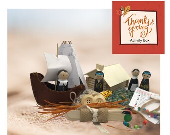 The First Thanksgiving Activity Box, Peg People, Teepee, Log Cabin, Mayflower