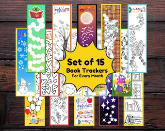 Kid Bookmarks: Monthly Reading Tracker Set (Digital Download)