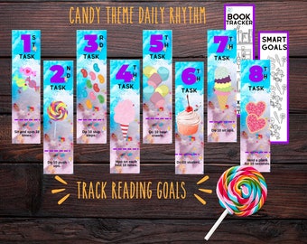 Candy Theme Daily Rhythm Bookmarks: Homeschool Schedule (PDF)