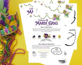 Mardi Gras Learning Bundle, Homeschool Supplement, School Holiday