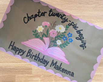 Book Birthday Banner | Custom Painted |  Booklover's Theme