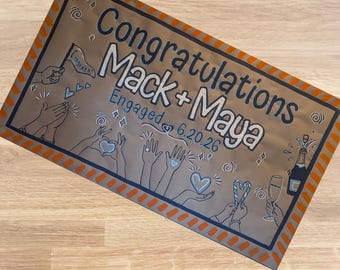 Engagement Banner | Custom Painted |  Congratulations Theme