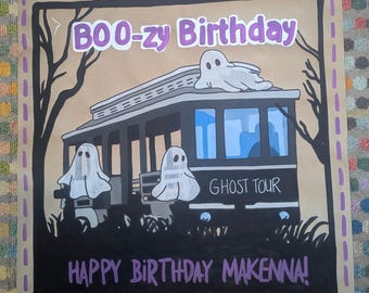 Birthday Banner | Custom Painted | Ghost Tour Theme