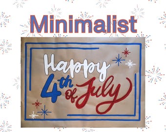 Hand Painted 4th of July Banner | Minimalist | Patriotic | Whimsical