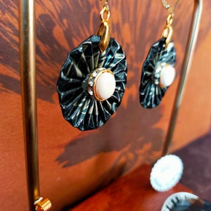 Set of earrings + pendant made from recycled aluminum Nespresso/Vertuo capsules