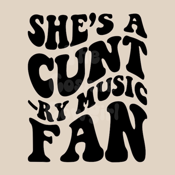 She’s a country music fan Png | Wavy Text Png | Sublimation Design