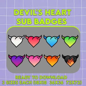Badge Devil Heart Sub per Twitch, Discord, Kick, YouTube (download digitale)