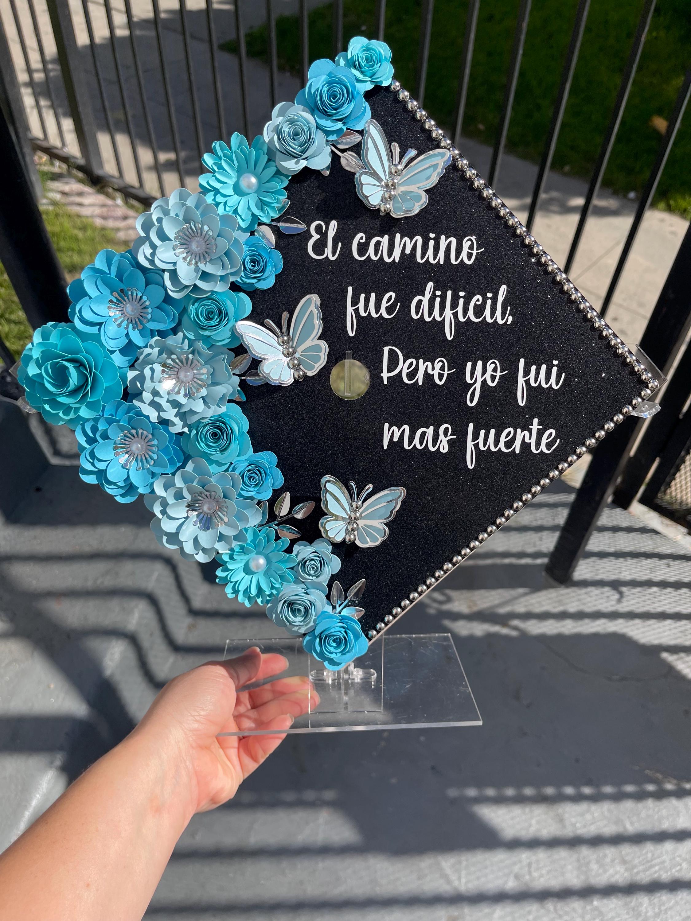 Floral Graduation Cap Topper: Handmade Class of 2026 Teal, Blue and ...
