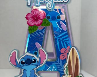 Personalized Stitch 3D Letter | Tropical Birthday Centerpiece