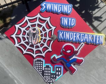 Spiderman Graduation Cap Topper: Handmade Superhero Kindergarten Grad Decoration