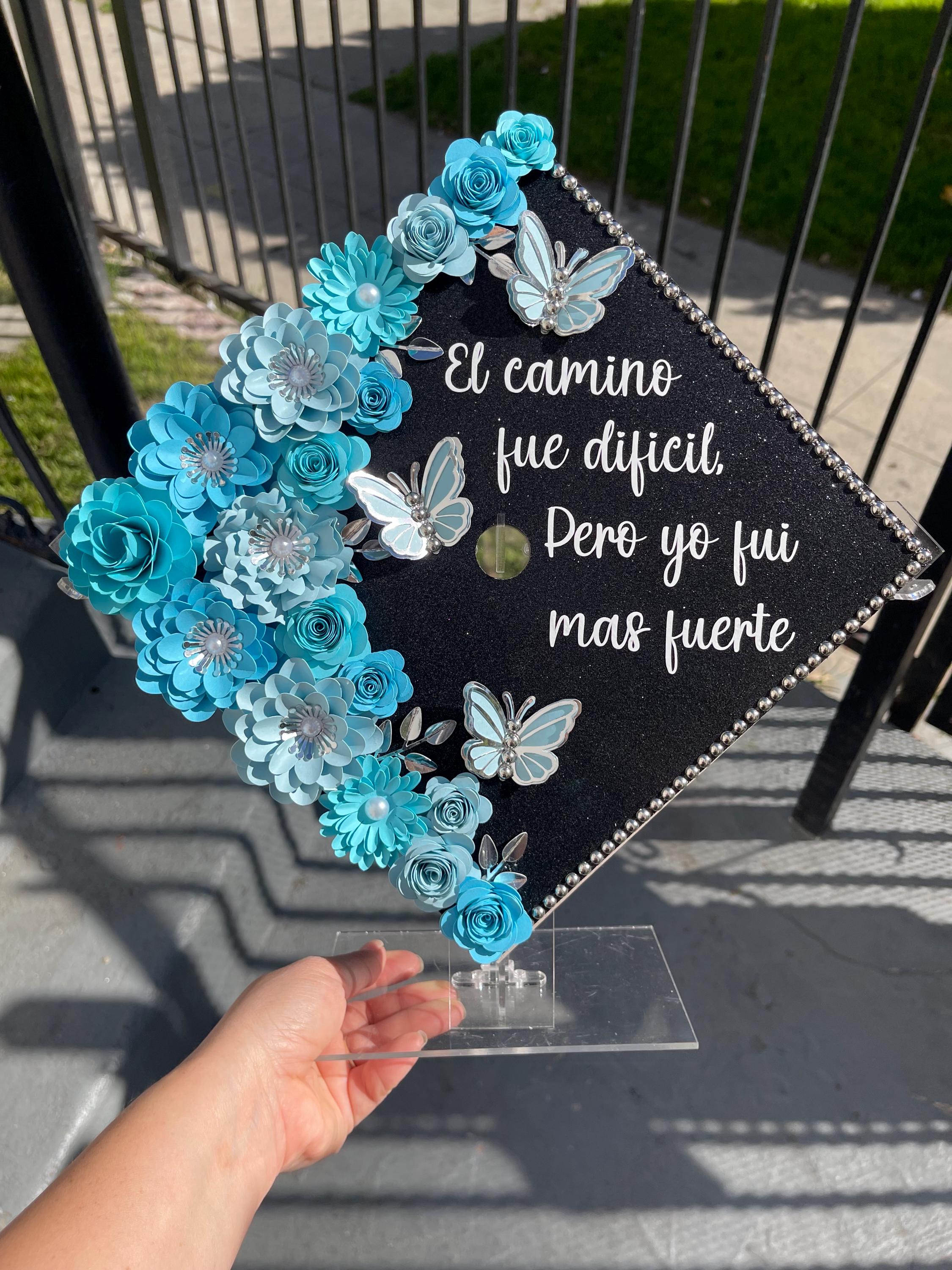 Floral Graduation Cap Topper: Handmade Class of 2026 Teal, Blue and ...