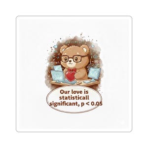 Data Science Valentine Sticker | Nerdy Bear, I Love Data Gift