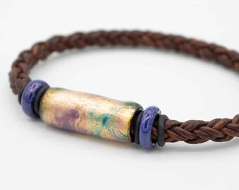 Rustic Braided Leather Bracelet for Women, Gift for Her