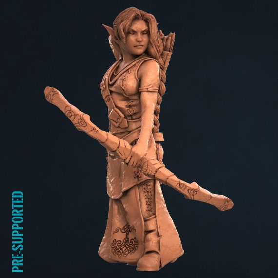 D&D NMM W01 Elf Female Ranger unpainted miniature