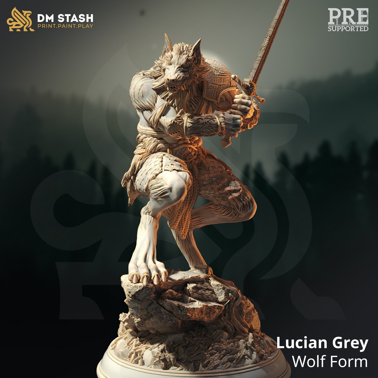 Dnd Werewolf Miniature Lucien Grey the Werewolf DND Etsy