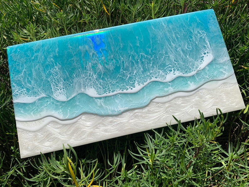 Meerbild Hologramm 3D Wellen Resin Epoxidharz Ozean Beach Urlaub Strand abstrakte TK-Kunst Gemälde Art Bild Wanddeko Weihnachtsgeschenk Bild 1