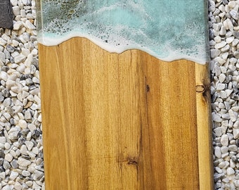 Holzbrett Meer Ozean Ocean Art Frühstücksbrett Schneidebrett Resin Harz Servierbrett Geschenk TK-Kunst Holz Wellen Servieren