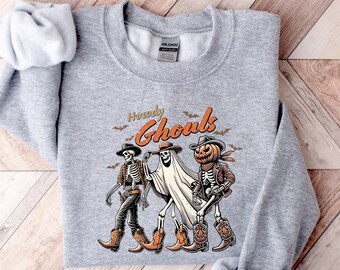 Howdy Ghouls Sweatshirt, Halloween Cowboy Ghost, Western Ghost Sweatshirt, Halloween Sweaters, Spooky Season Shirt, Halloween Gift