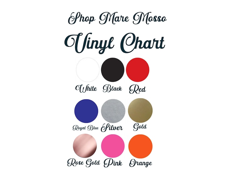 K&ouml;nnte beinhalten: Vinyl-Farbkarte mit folgenden Farben: Wei&szlig;, Schwarz, Rot, K&ouml;nigsblau, Silber, Gold, Ros&eacute;gold, Pink und Orange.