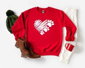 Dog Paw With Heart Sweatshirt, Dog Mom Hoodie, Dog Dad, Gift For Dog Lover, Dog Lover Hoodie, Animal Lover, Paw Dog Sweatshirt, Dog Parents