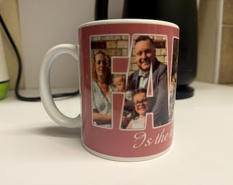 Personalised Photo Mug FAMILY add 4-6 photos - Gift for him, for her, anniversary gift, christmas gift, birthday gift - custom gift